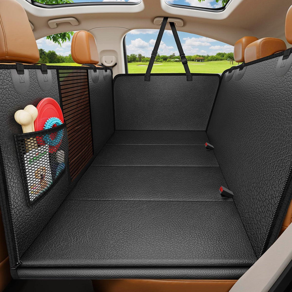 URPOWER Dog Car Seat Cover for Back Seat - Black / Standard - 54" Length