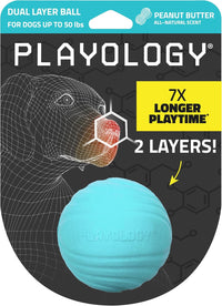 Playology Durable Large Dual Layer Dog Ball, Peanut Butter Scent - Medium / Peanut Butter