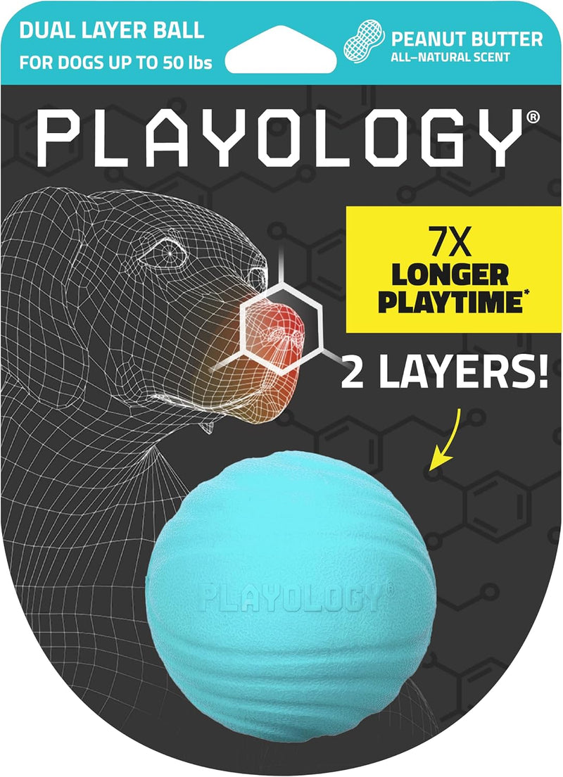 Playology Durable Large Dual Layer Dog Ball, Peanut Butter Scent - Medium / Peanut Butter