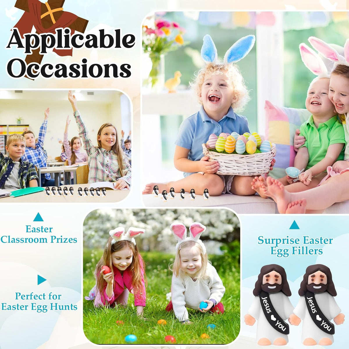 Bememo 25 mini Jesus figures in multicolor rubber, little figurines in robes - view 28