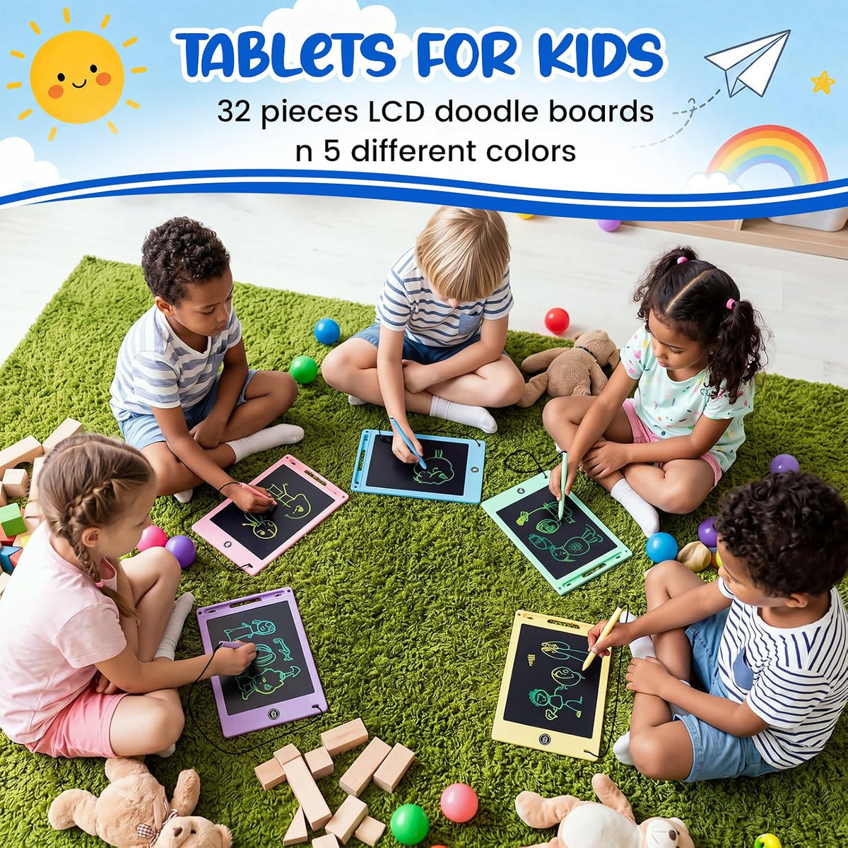 Zhehao LCD writing tablets for kids, 32 colorful 8.5 inch erasable doodle boards - view 27