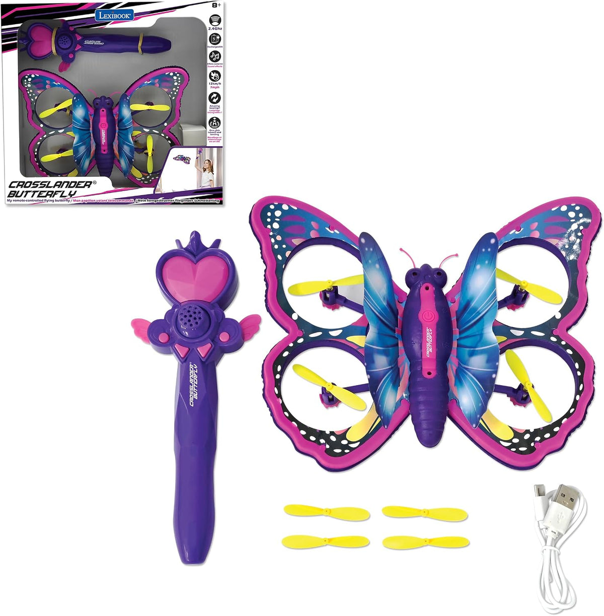 LEXiBOOK, Crosslander RC Motorcycle, RC18 – Fun for Kids & Family - Crosslander Butterfly