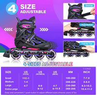 2PM SPORTS Adjustable Inline Skates for Kids, Youth and Adults - Violet & Magenta / Large - Youth (4.5-8 US) - image 2
