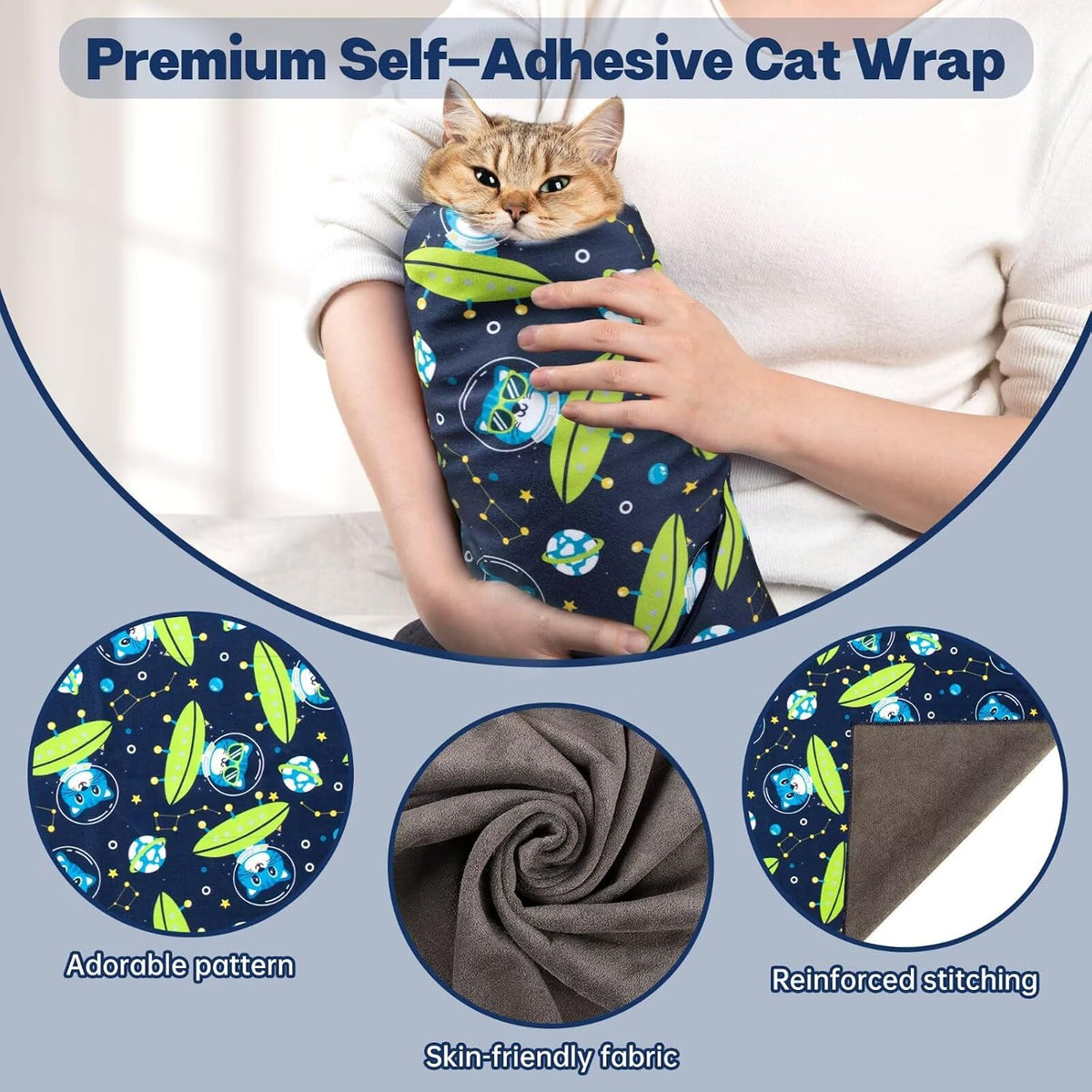 Paw Legend 27.6" Cat Wrap for Grooming Cat Wrap for Cutting Nails Cat - L(27.6'x27.6") / Alien Cat - image 4