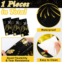Tudomro 3 Pcs Plastic Happy Birthday Party Tablecloths - Black Gold / 6 - image 2