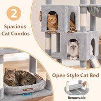 Cat Tree Tower 42'' with Condo, Indoor Scratching Post GCT005SG – Essentials for Cats - Light gray / 74.4 inch - image 3