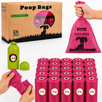 Dog Poop Bags Rolls with Dispenser, Keep Hands Clean 450 Count - 390 Red -Scented