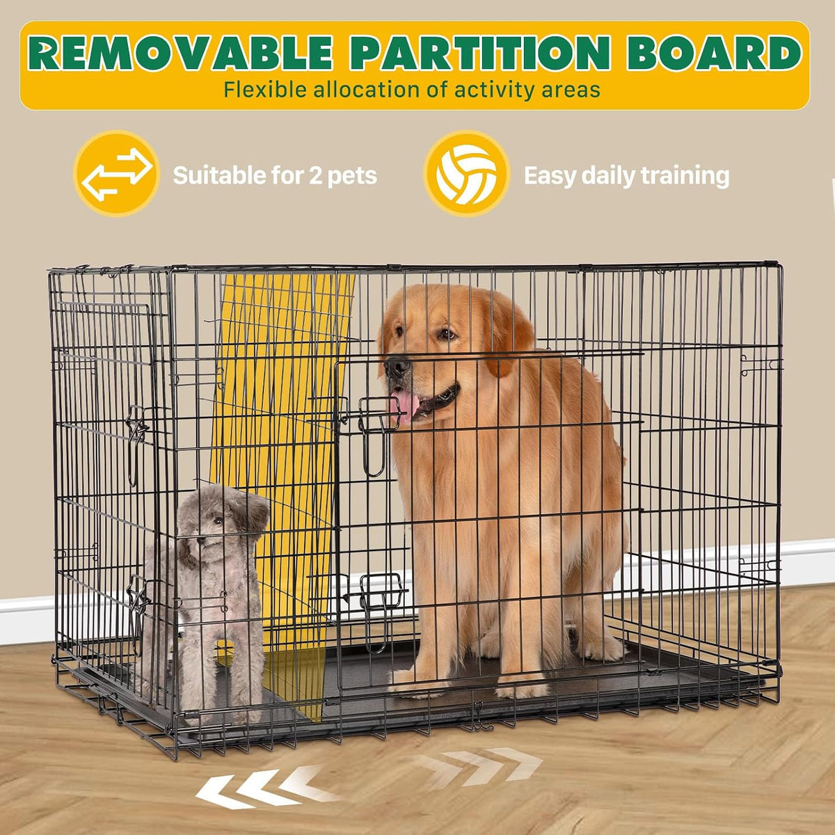 Extra Large Dog Crate 48 Inch Double Door Pet Cage Kennel – Essentials for Dogs - 48.8"L x 29.9"W x 32.9"H / 1P / Double Door - image 4