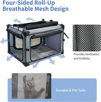 NEZUC Soft Collapsible Dog Crate - 30 Inch Portable Soft Sided Travel Dog Crates for Medium Dogs, 4-Door Foldable Dog Carrier, Pet Kennel Indoor & Outdoor (Gray, 30.0" L x 20" W x 20.0" H)
