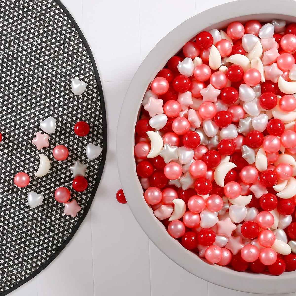 GOGOSO star, heart and moon ball pit balls in a pastel color mix with storage bag - view 3