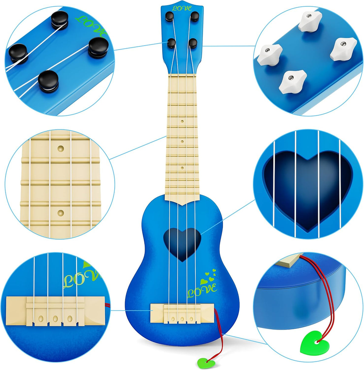 YEZI Toy Classical Ukulele Guitar Musical Instrument for Boys Girls – Fun for Kids & Family - Blue - image 3