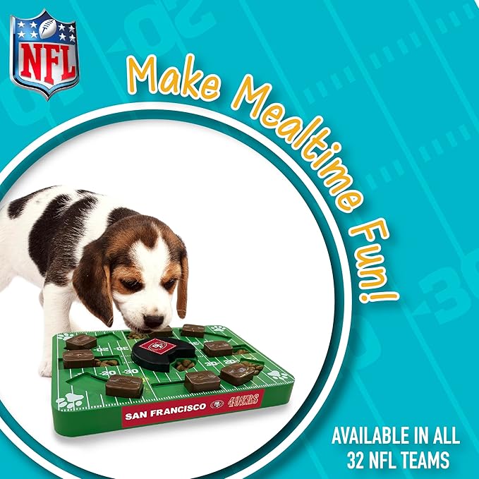 Pets First NFL SAN Francisco 49ERS Puzzle, Interactive Dog Treat Puzzle Toy
