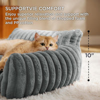 Bedsure ComfyFleece Shown on TV Fluffy Cute Cat Couch for Pets - 30x20x10" / Warm Grey - image 2