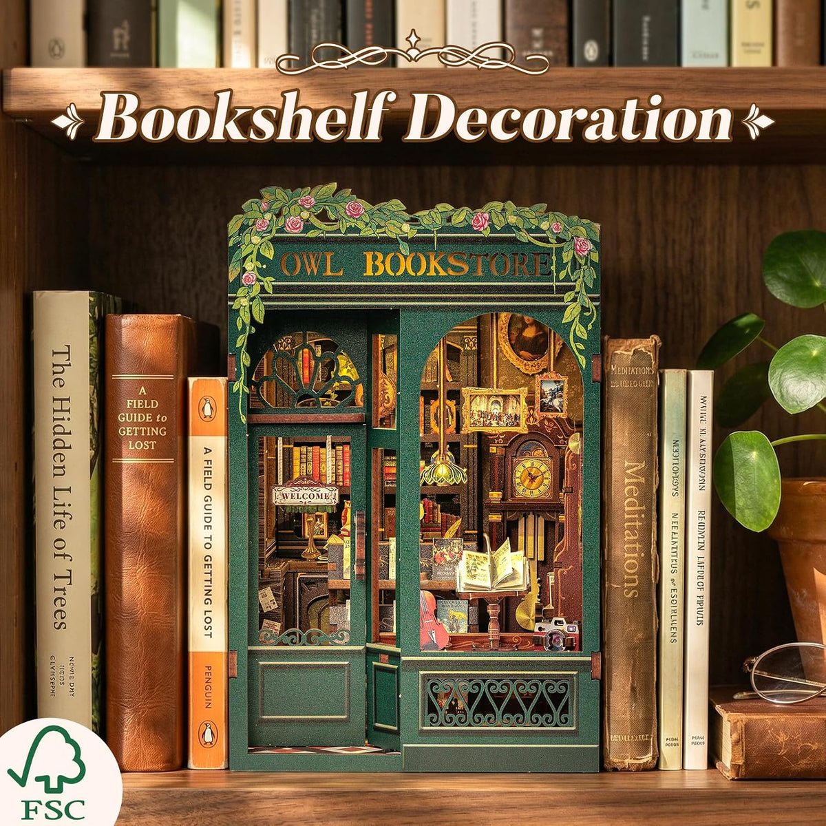 CUTEBEE Book Nook Kit, DIY Miniature House Kit for Adults - image 2