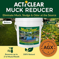 Muck Clear - 15LB Beneficial Bacteria for Ponds & Lake, Boost Enzymes, Sludge Odor Away, Outdoor Fish Pond Water Clarifier, Safe for Aquatic Life, Treats Up to 90,000 Sq Ft