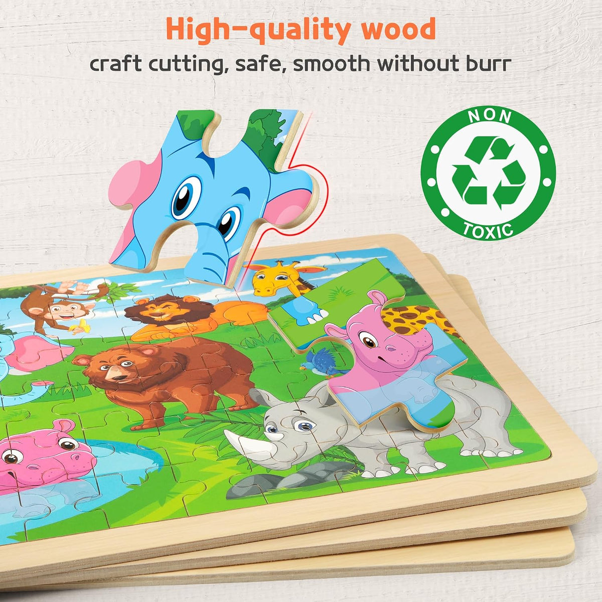 SYNARRY 6-Pack Large Wooden Jigsaw Puzzles for Kids Ages 4-6 - image 4