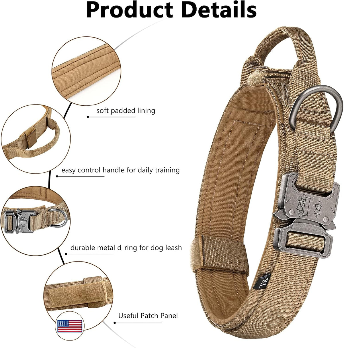 DAGANXI Tactical Dog Collar - Brown / XXL - image 4