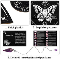Threan Pendulum Board with Amethyst Pendulum Star Style Planchette Set – Fun for Kids & Family - Butterfly Style - image 3