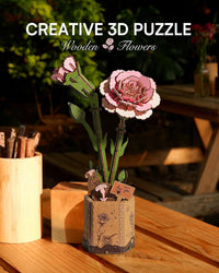 Wowood 3D wooden pink lily flower puzzle assembled model - view 11