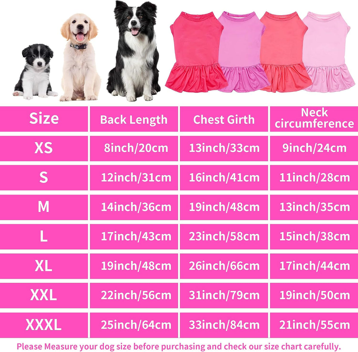 4 pack of solid color sleeveless dog dresses in purple, pink, watermelon red and carmine - view 2