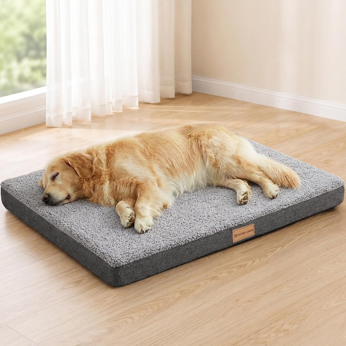 Patas Lague Orthopedic Large Dog Bed Washable Pet Sofa Mat 36''X24'' - 42"L x 28"W x 3.5"Th / Grey
