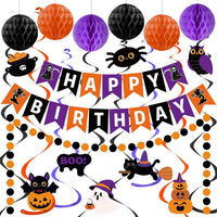 Halloween Birthday Banner - Purple Orange Black / Halloween