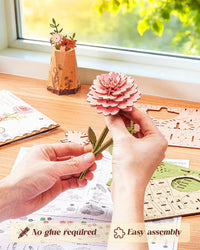 Wowood 3D wooden pink lily flower puzzle assembled model - view 25
