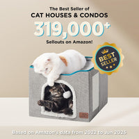 Bedsure Cat House Bed for Indoor Cats with Fluffy Ball and Scratch Pad - Grey / Single - image 2