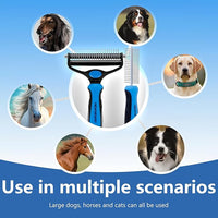 2-in-1 Shedding Brush and Detangling Comb Combo,Stripping Brush for Medium and Large Dogs, Dog and Cat Grooming Comb, 22 Stainless Steel Teeth Remove Tangled Hair, Pet Grooming Tools-large