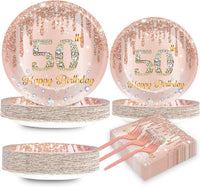 CHUNNIN 200 PCS Gone Fishing Party Plates Napkins Fishing Tableware - 50th Birthday