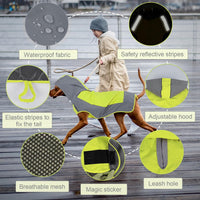 Hooded Dog Raincoat, Reflective Large Dog Rain Poncho - 2X-Large / Green - image 2