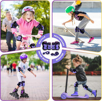 2PM SPORTS Knee and Elbow Pads Set with Wrist Guards for Kids Girls - Purple / Medium - image 3