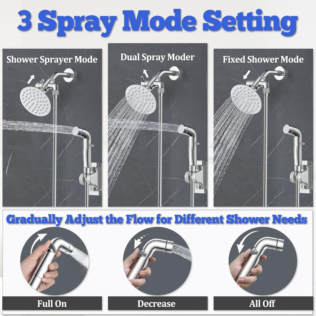 Dog Shower Attachment Metal - Silver / 1/2" Indoor Shower Diverter - image 2