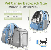 Cat Backpack Carrier, Breathable Cat Carrier Large Space Bubble Pet Backpack for Kitty Small Dog up - Square Expandable- Blue - image 2