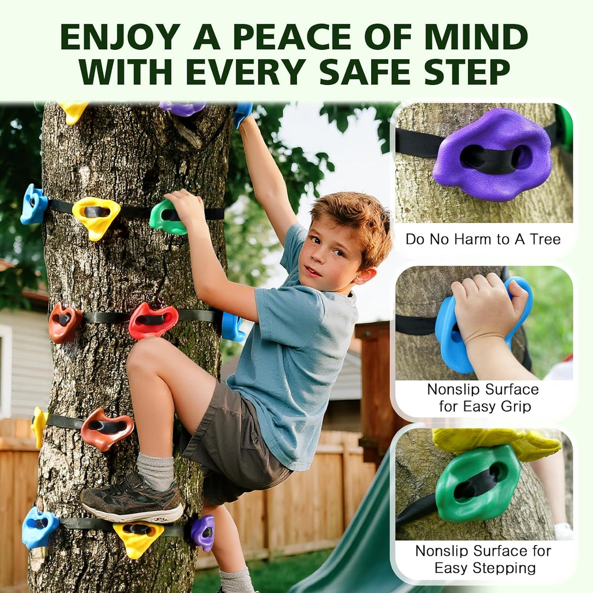 TOPNEW 12 Ninja Tree Climbing Holds for Kids Climber - 12 Pcs Multicolor Color 1 - image 2