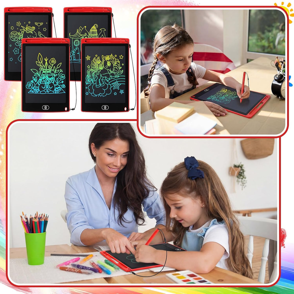 Zhehao LCD writing tablets for kids, 32 colorful 8.5 inch erasable doodle boards - view 22