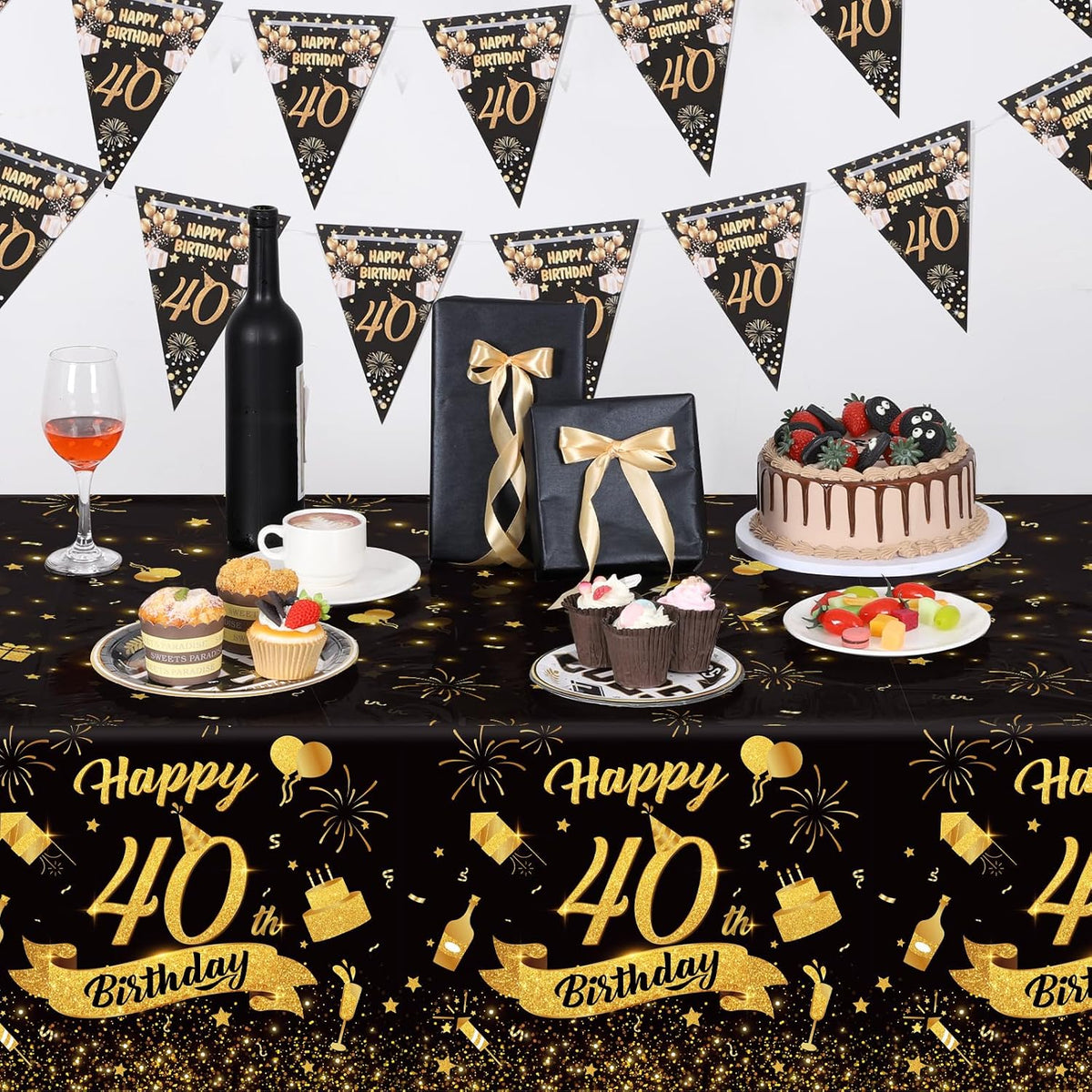 3 Pack Plastic Birthday Tablecloth - 40th Birthday - image 3