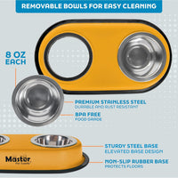Master Pet Supply Double Dog Bowls Set with Elevated Base Black Velvet – Essentials for Dogs - Mango Tango - image 3