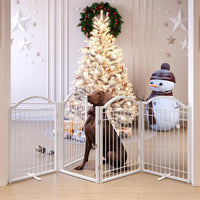 BHG Metal No-Assembly Freestanding Dog Gate with Door Walk Through - White / 4 panels - image 4