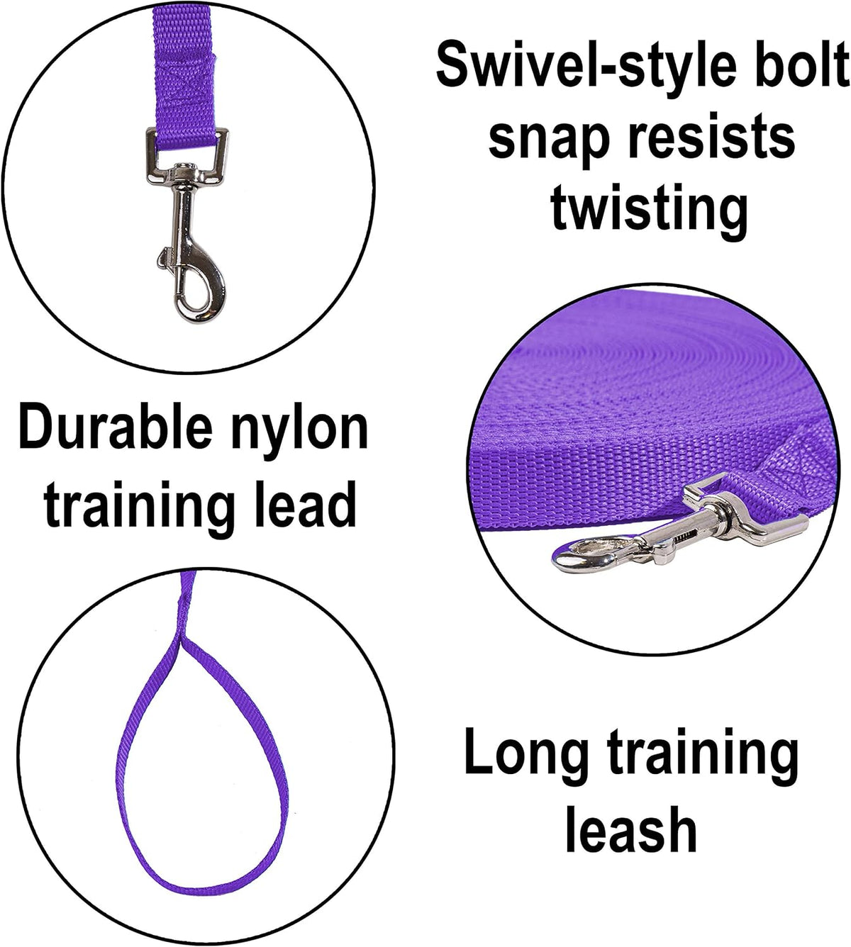 Hi Kiss Dog/Puppy Obedience Recall Training Agility Lead - 100 Feet / Purple - image 3