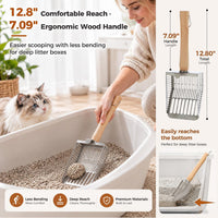 Cactus Cat Litter Scoop with Holder, 2 Replaceable Shovels - White / Dual Size Sifting (9mm+4mm) - image 4