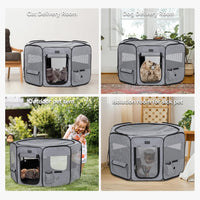 PETSFIT Portable Dog Playpen 36", Removable Waterproof Mat - Grey / Large (45.5"x45.5"x28.5", 2 Doors) - image 2