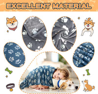 Rezutan Blanket for Large Dogs & Cats Soft Reversible Cute Paw 40"x31" – Essentials for Dogs - Blue 2pack+ Gray 1pack / Large,41x31inch - image 3
