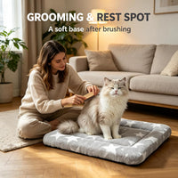 Dog Bed Crate Mat, Soft Durable Washable Anti-Slip Kennel Pad for Dogs & Cats, Reversible) - XS(18"*14"*1.5") / Big&Little Stars Grey-1pc - image 2