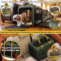 Expandable Pet Carrier for Small Cats & Dogs - 24.0"L x 16.0"W x 16.0"H / Forest Green - image 4