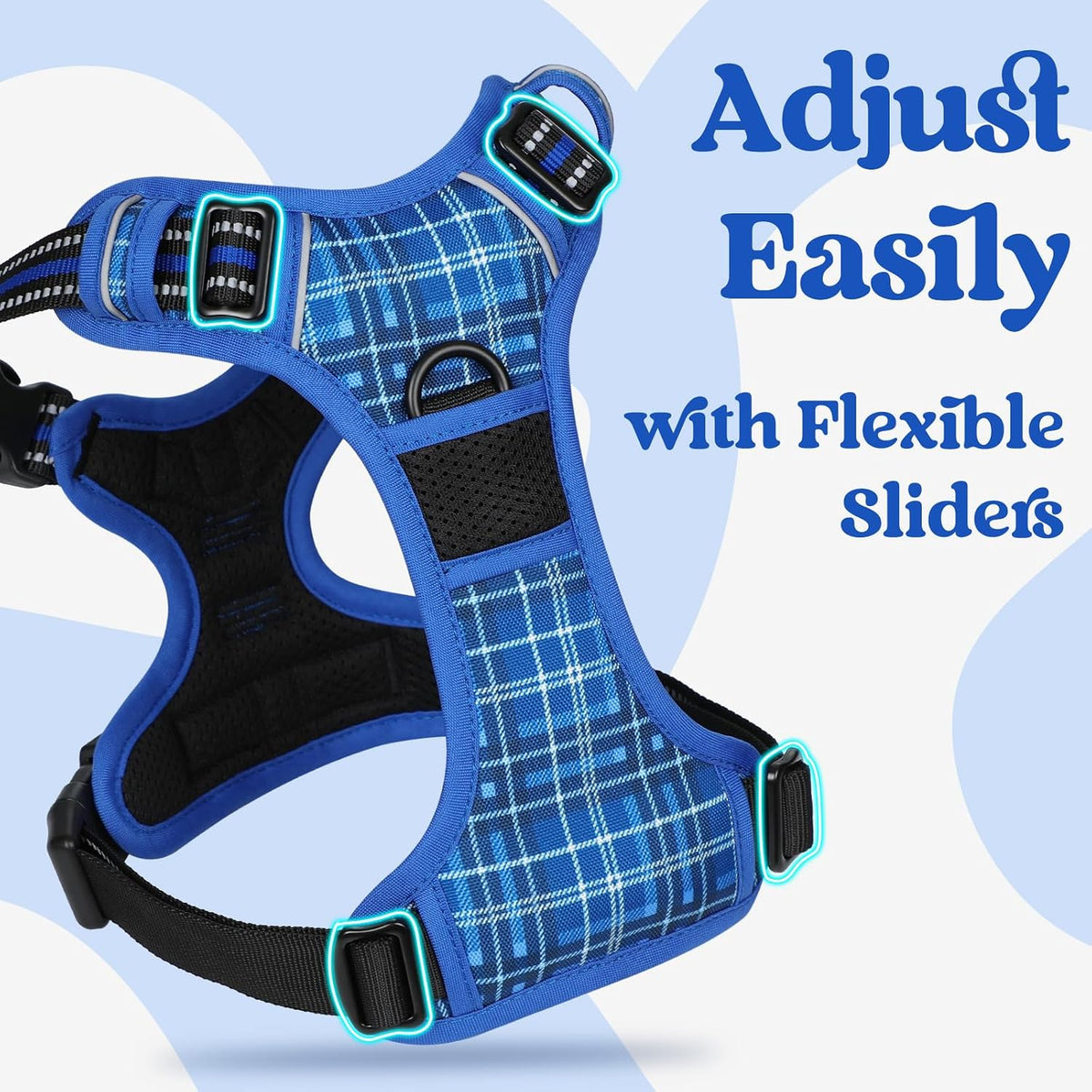 rabbitgoo Dog Harness for Large - Blue Plaid / Large - image 3