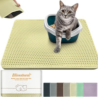 Cat Litter Mat 24"x16", Double Layer EVA litterbox Mat Beige - Cream / Honeycomb-24 x 16 Inches
