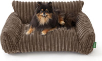 Cute Couch Bed for Pets, Supportive Cat Sofa for Indoor Cats - 24.0"L x 18.0"W x 10.0"Th / Brown