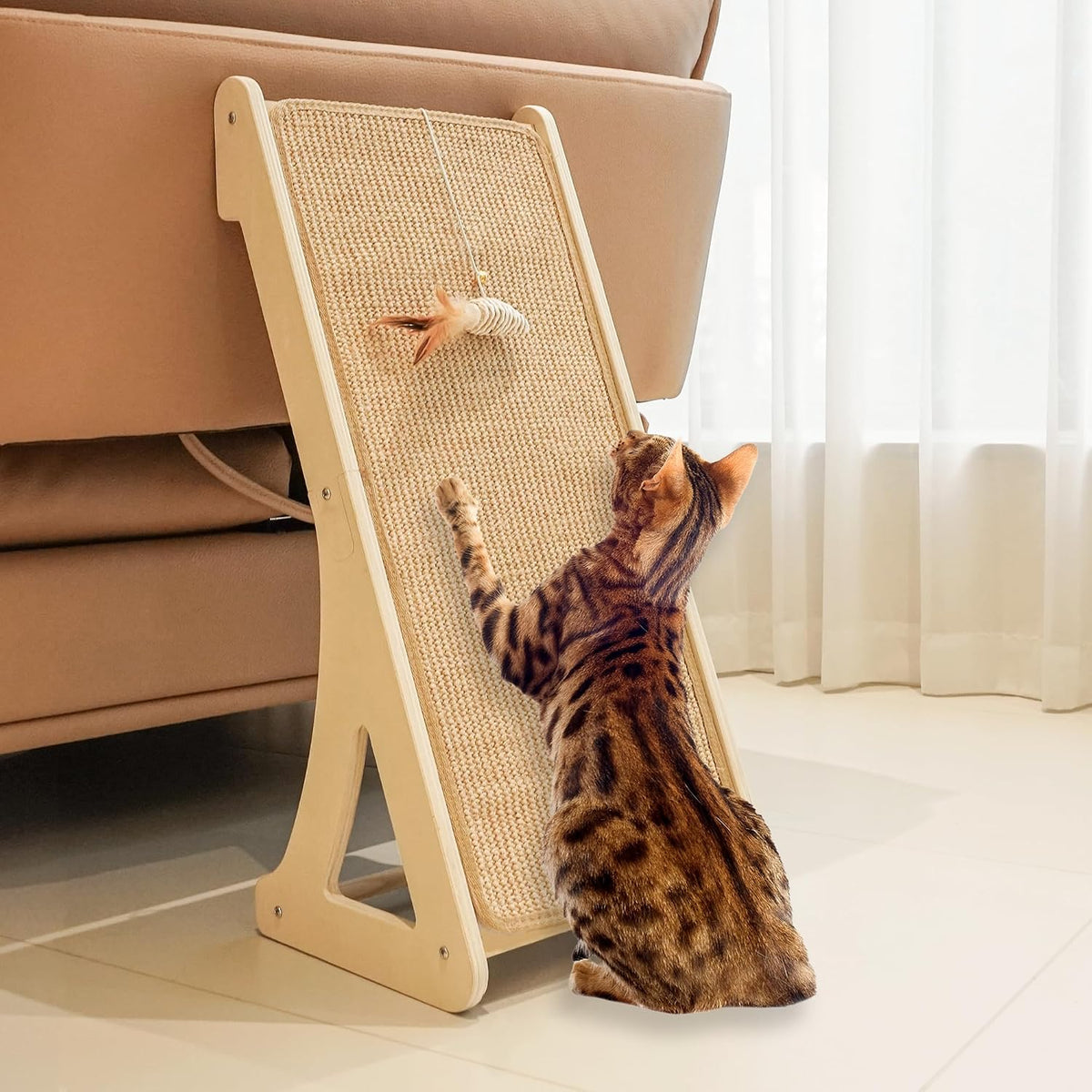 PETKARAY Couch Corner Cat Scratcher - Beige / Triangle