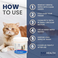 Rad Health Dog Dental Wipes - 100ct Pet Dental Finger Wipes, Easy No-Brush Teeth Cleaning, Removes Plaque & Tartar, Boosts Oral Hygiene, Freshens Breath, Gentle on Mouth, Strong on Build-Up